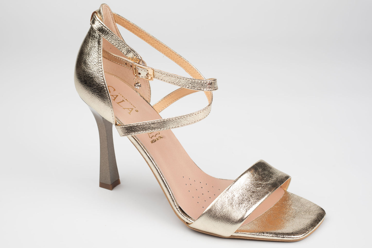 Sandale damă piele naturală SALA 20636 Auriu (toc 9 cm)