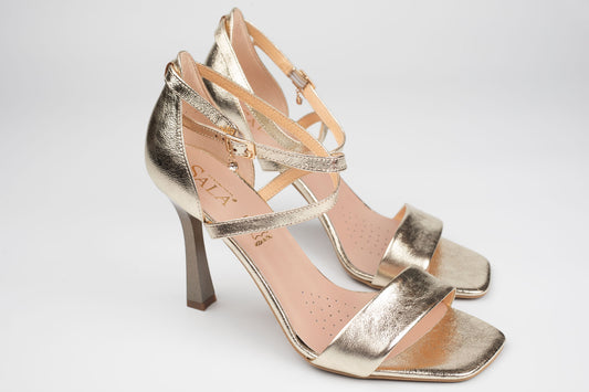 Sandale damă piele naturală SALA 20636 Auriu (toc 9 cm)