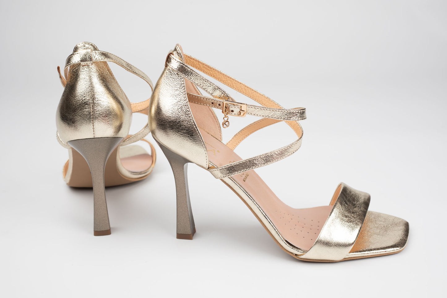 Sandale damă piele naturală SALA 20636 Auriu (toc 9 cm)