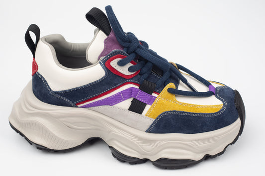Adidași damă piele naturală FRANCO GERERDO 1369 Blue galben
