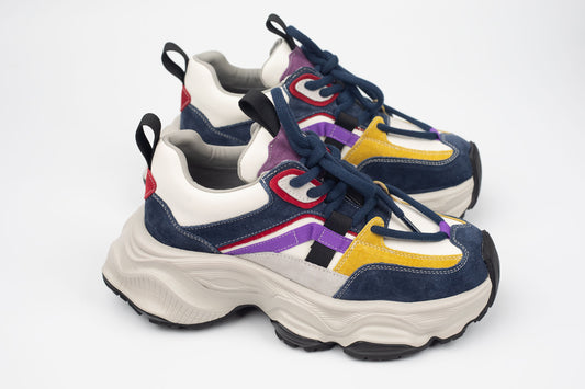Adidași damă piele naturală FRANCO GERERDO 1369 Blue galben