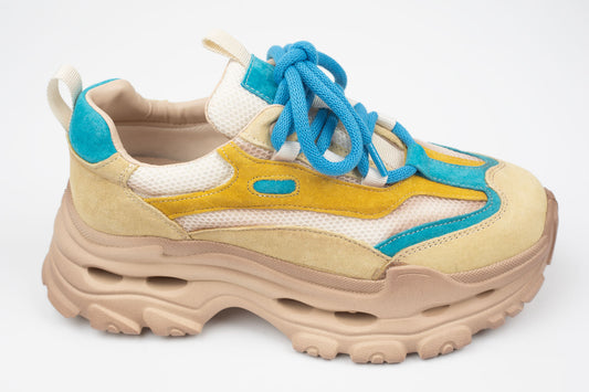 Adidași damă piele naturală FRANCO GERERDO 2959 Galben blue