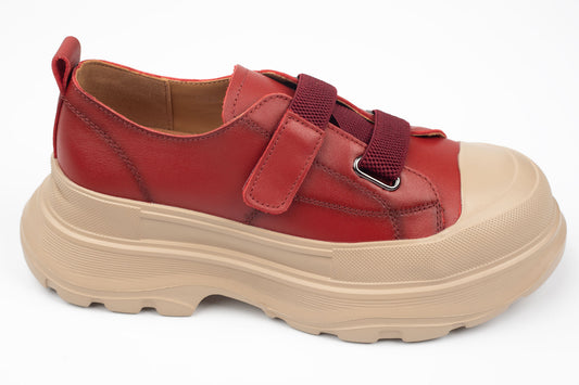 Pantofi dama casual piele naturală FRANCO GERARDO 6806 Roșu