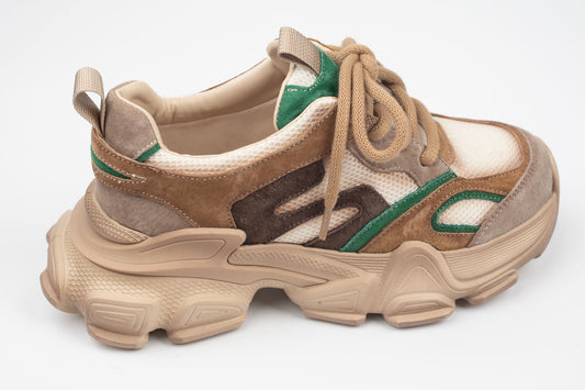 Adidași damă piele naturală FRANCO GERERDO 5786 Apricot verde