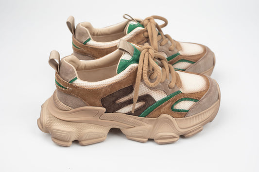 Adidași damă piele naturală FRANCO GERERDO 5786 Apricot verde