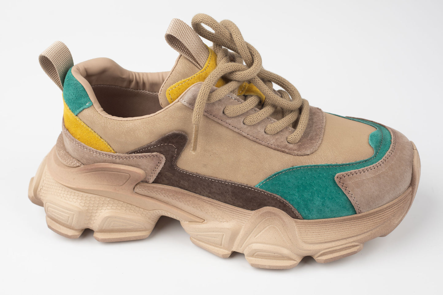 Adidași damă piele naturală FRANCO GERARDO 5796 Apricot verde