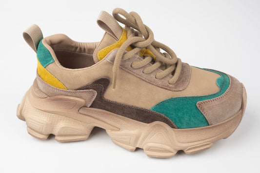 Adidași damă piele naturală FRANCO GERARDO 5796 Apricot verde