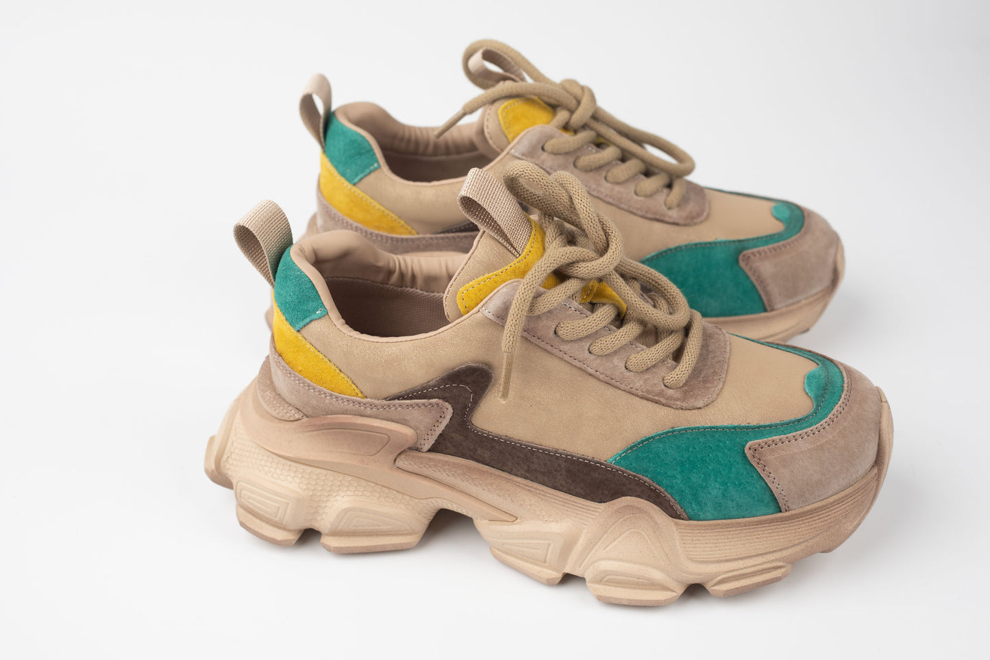 Adidași damă piele naturală FRANCO GERARDO 5796 Apricot verde