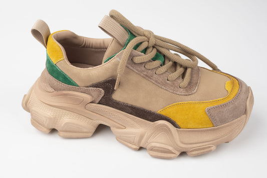 Adidași damă piele naturală FRANCO GERARDO 5796 Apricot galben