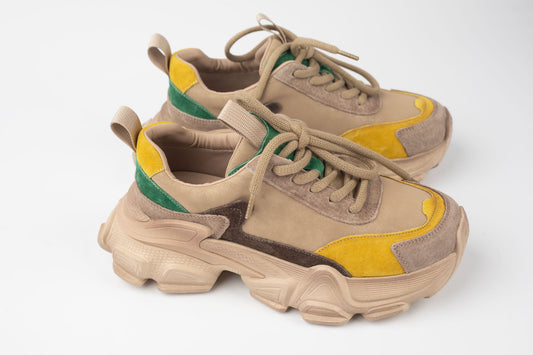 Adidași damă piele naturală FRANCO GERARDO 5796 Apricot galben