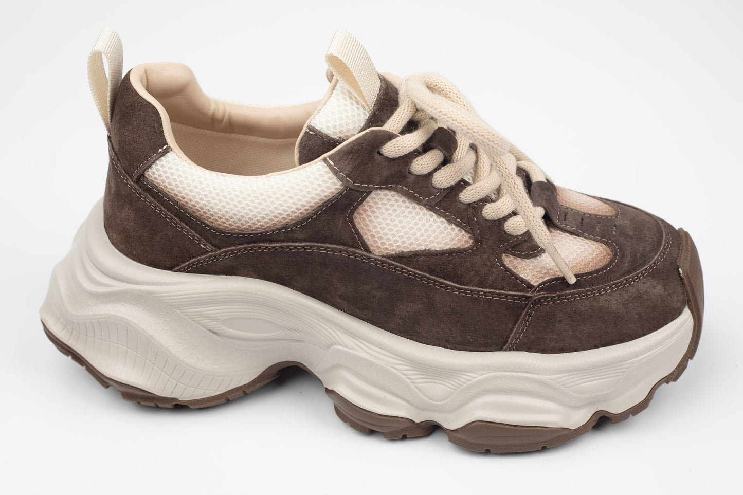 Adidași damă piele naturală FRANCO GERARDO 1333 Cofee crem