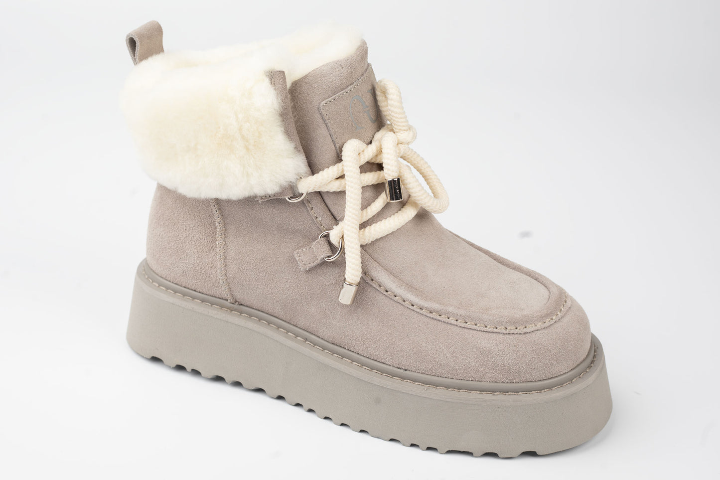 Women's boots made of genuine suede leather ANNA VIOTI 37393 Grey vel