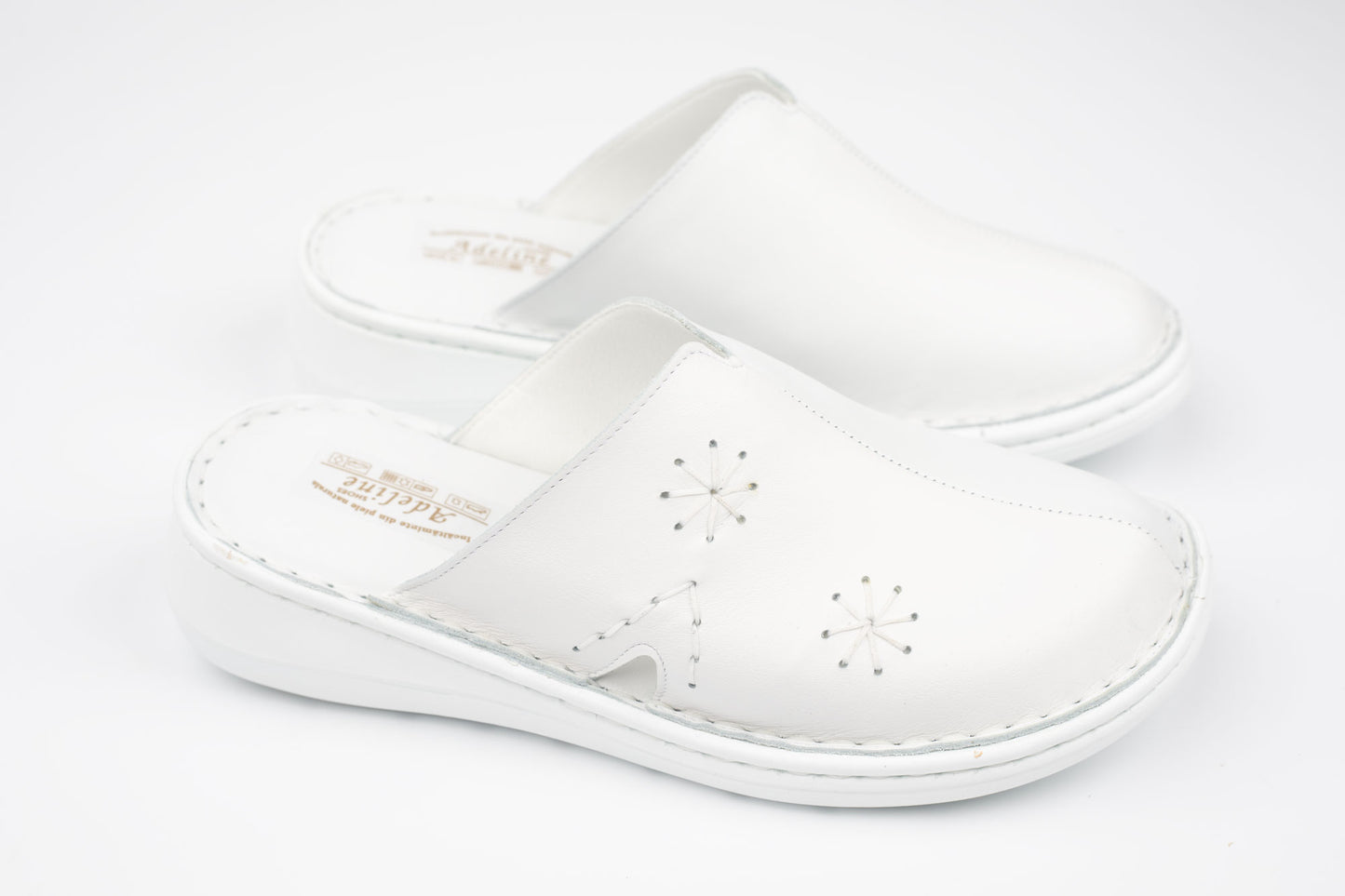 Saboți damă piele naturală ADELINE M-01 Alb