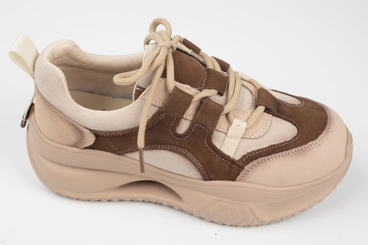 Adidași damă piele naturală FRANCO GERERDO 2577 Crem coffe