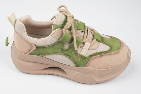Adidași damă piele naturală FRANCO GERERDO 2577 Crem verde