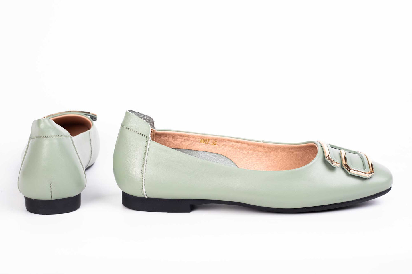 Women's casual shoes made of natural leather FORMAZIONE 6097 green