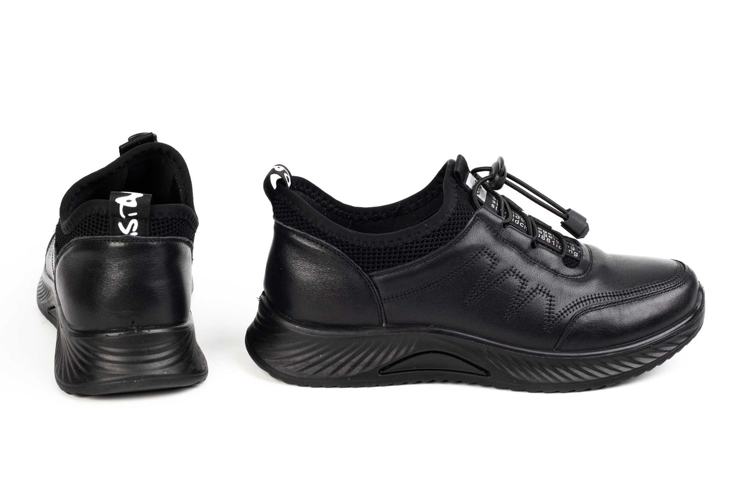 Women's sports shoes, natural leather, FORMAZIONE 1133, black