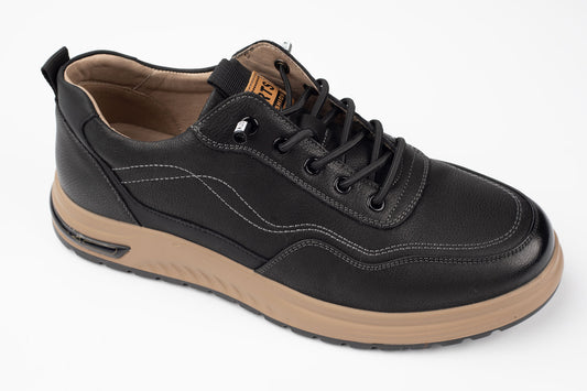Pantofi bărbați piele naturală JOHAN 28604 Negru+bej