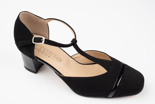 Pantofi damă piele naturală Antonio 7337 Negru velur complet