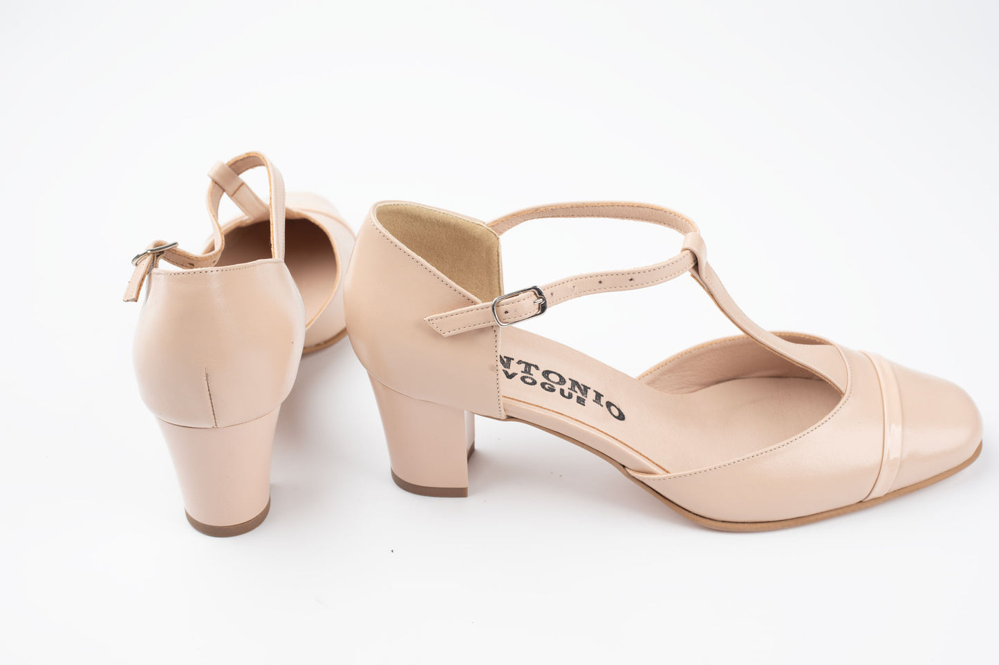 Pantofi damă piele naturală Antonio 7337 Crem+ lac