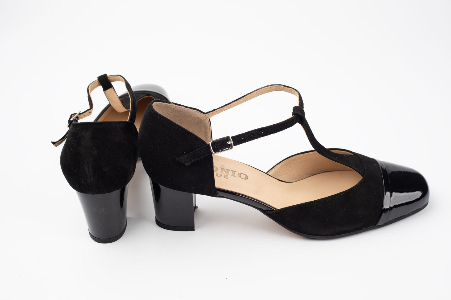 Pantofi damă piele naturală întoarsă Antonio 7337 Negru vel+ lac