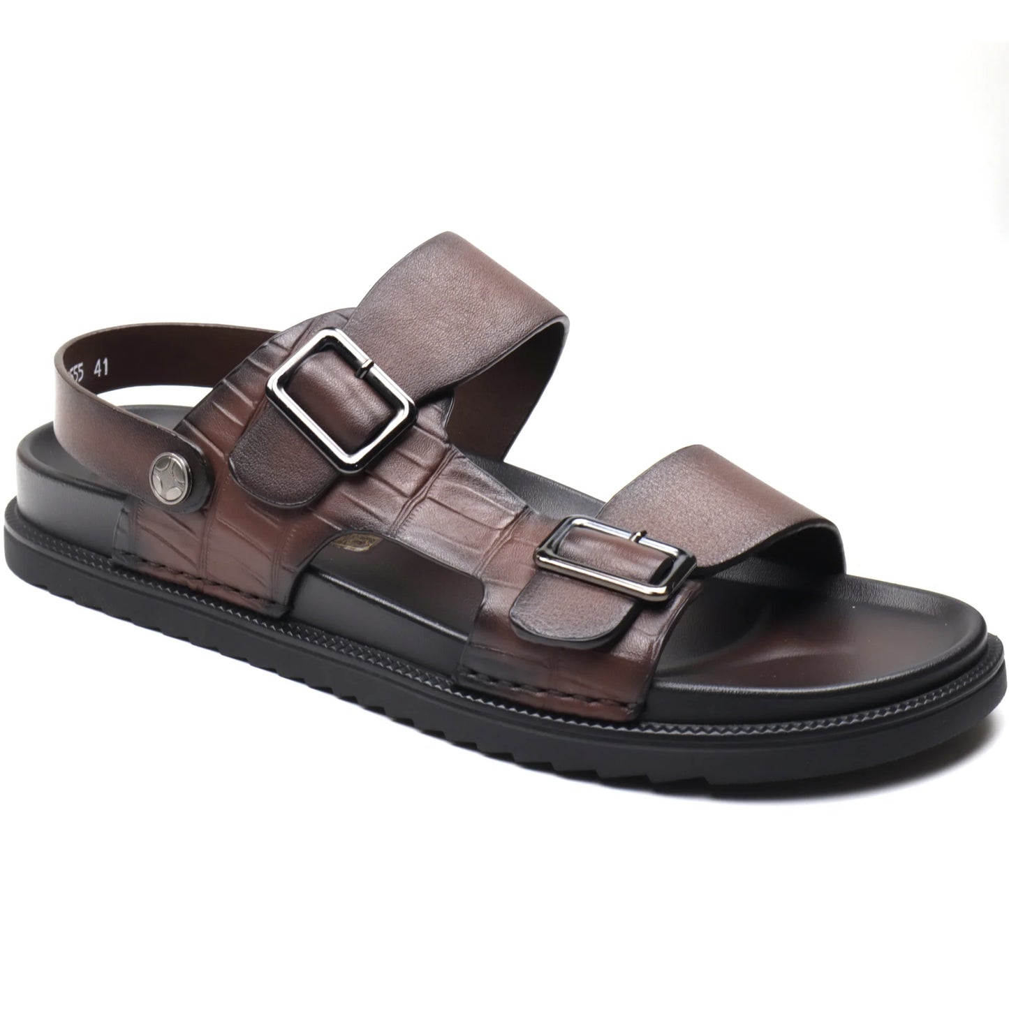 Sandale barbati piele naturala MELS 10555 Maro