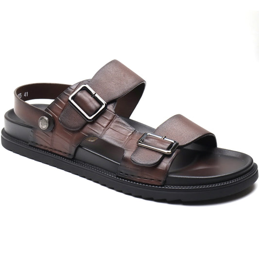 Sandale barbati piele naturala MELS 10555 Maro