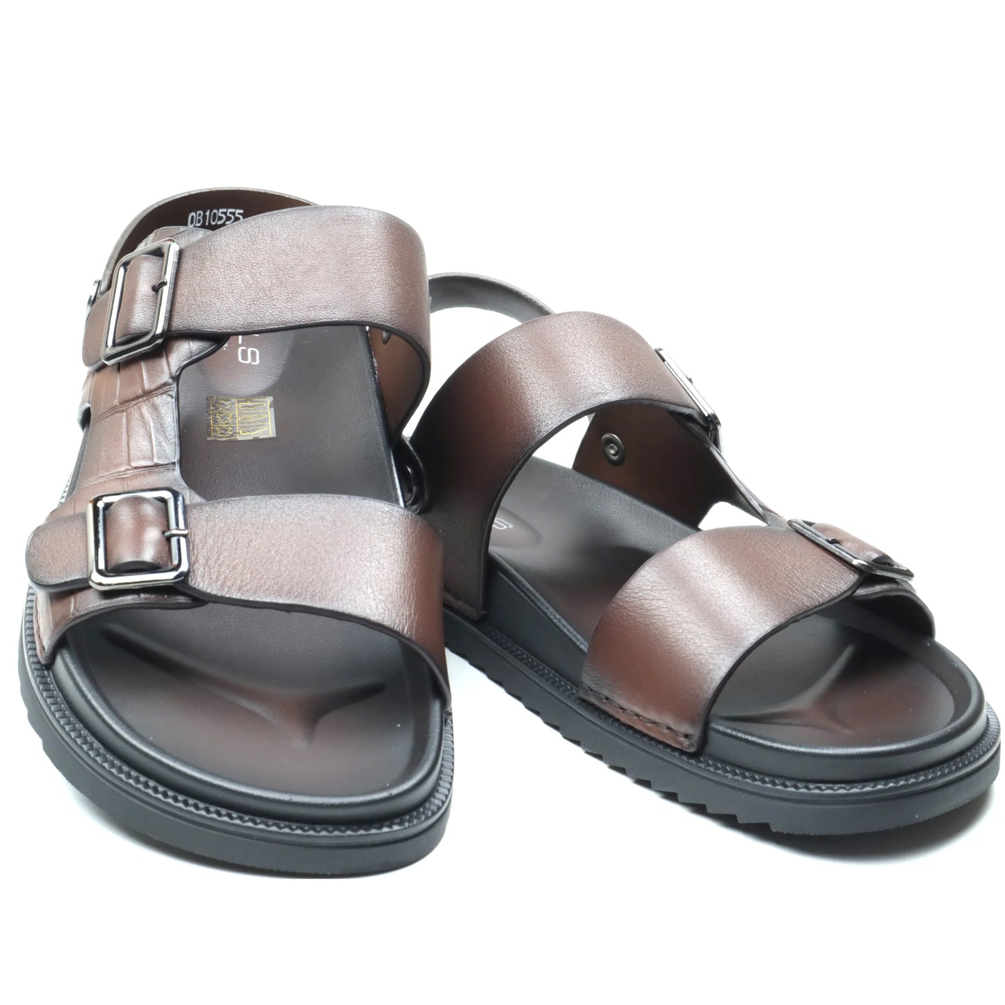 Sandale barbati piele naturala MELS 10555 Maro