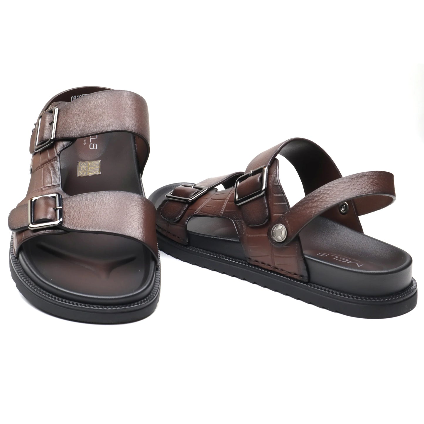 Sandale barbati piele naturala MELS 10555 Maro