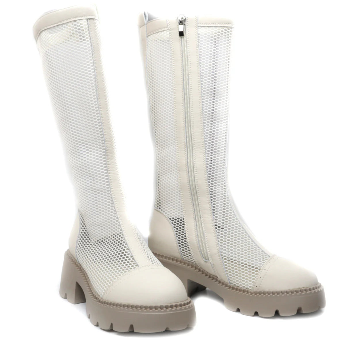 Women's casual boots, genuine leather, FORMAZIONE 101, mesh, Cream