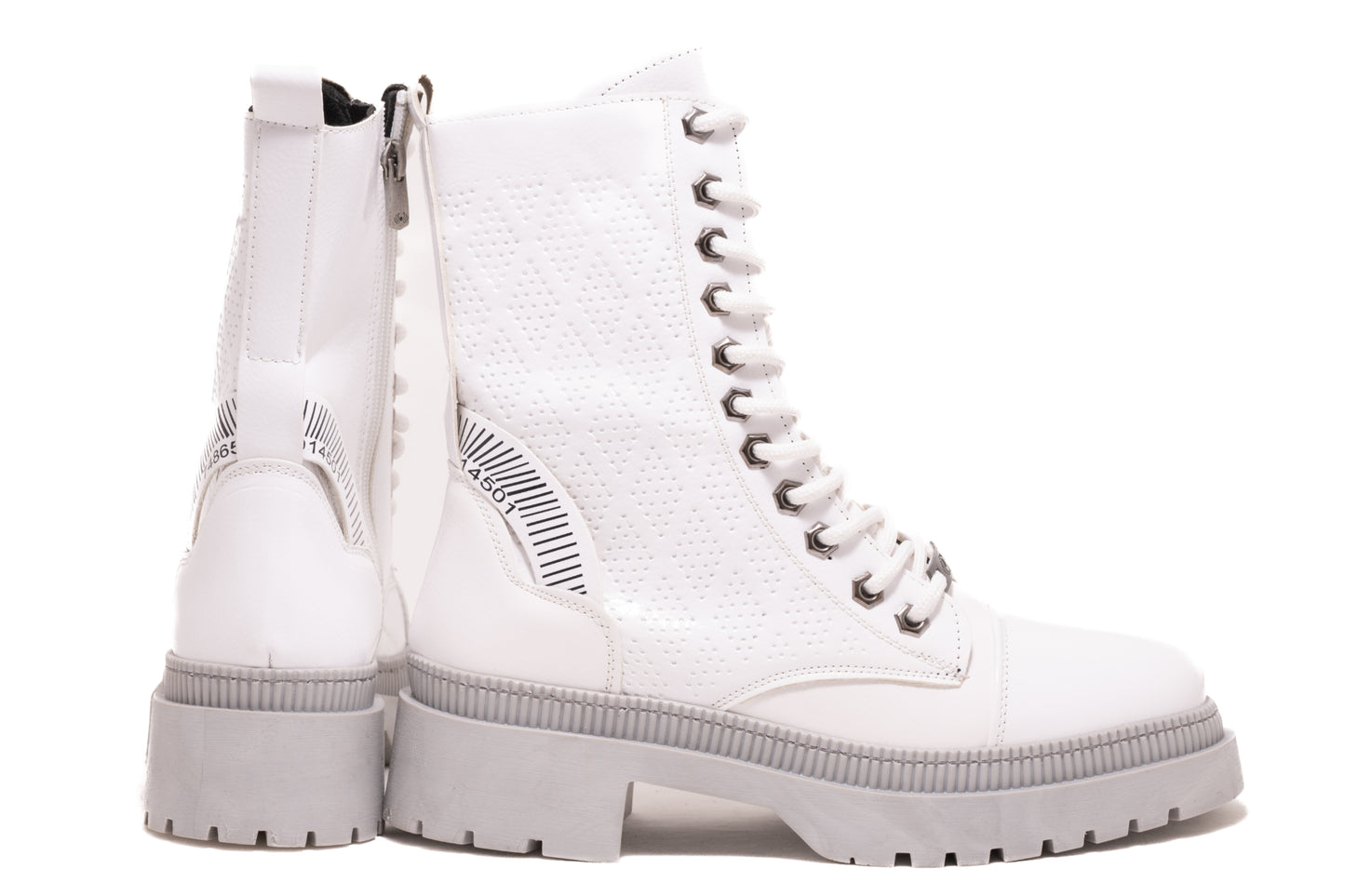 Ghete dama casual piele ecologica LONDON 9090-19 alb lac