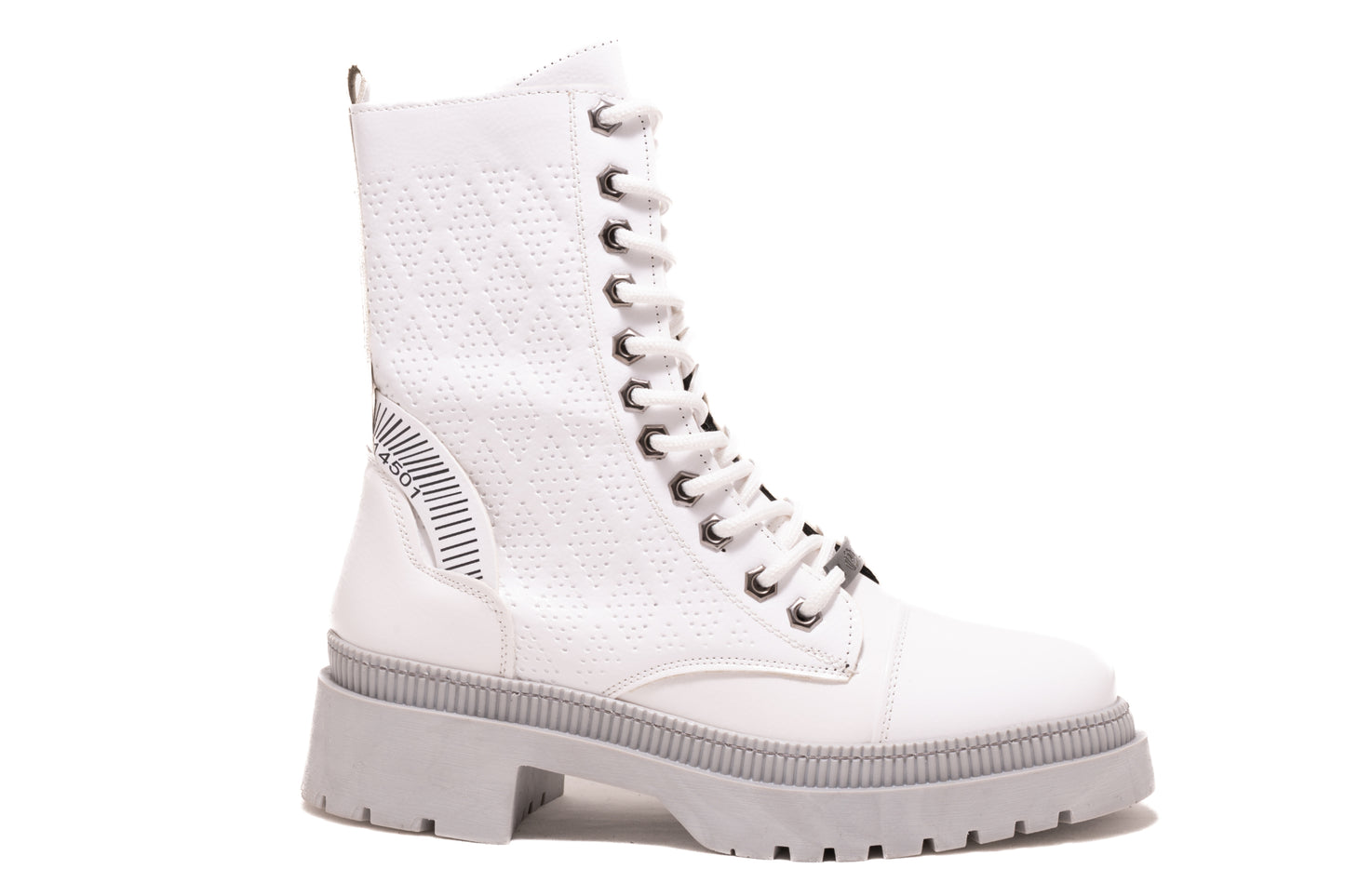 Ghete dama casual piele ecologica LONDON 9090-19 alb lac