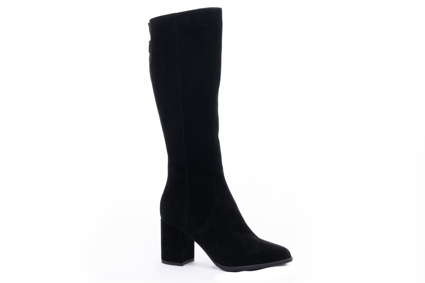 Elegant women's boots made of genuine leather SALA 9366 black velour