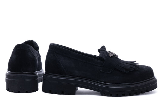 Pantofi dama casual piele naturala DYANY 2305 negru velur