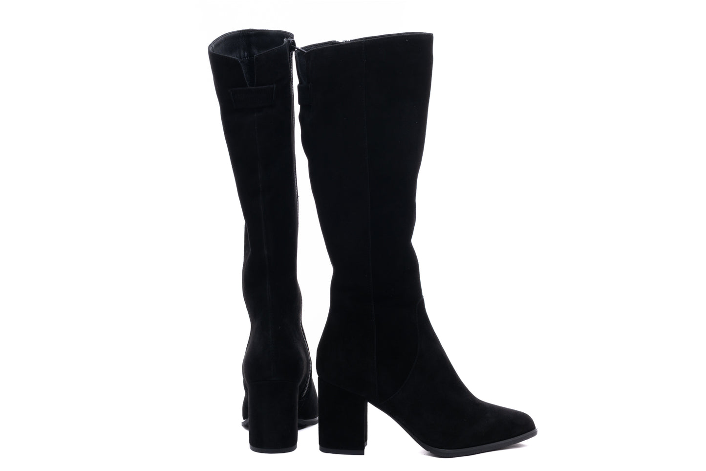 Elegant women's boots made of genuine leather SALA 9366 black velour