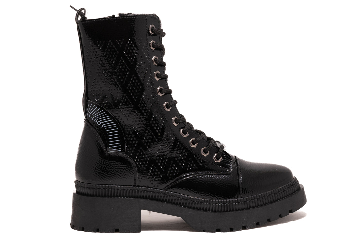 Ghete dama casual piele ecologica LONDON 9090-19 negru lac