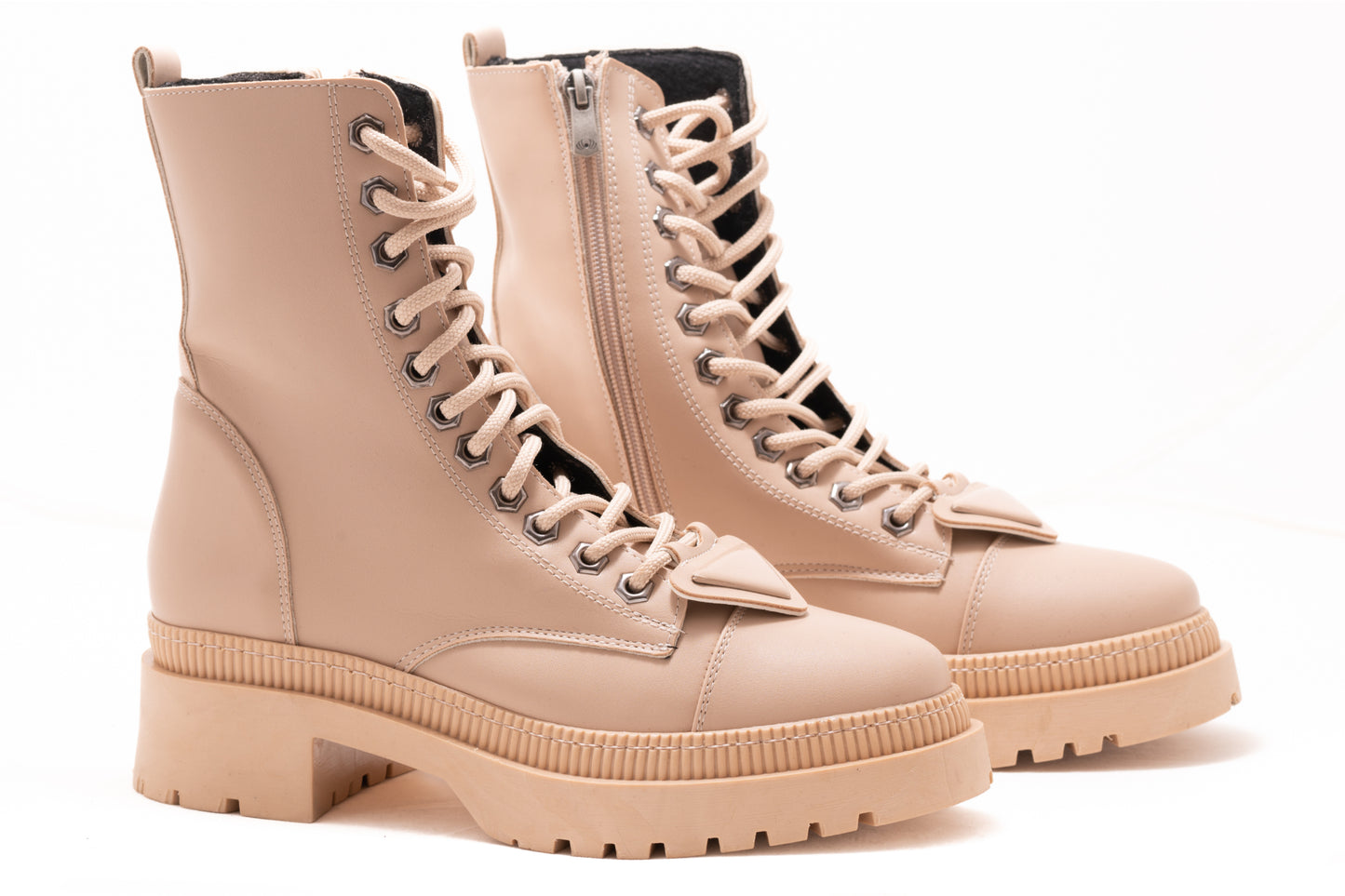 Women's casual boots made of eco-leather LONDON 9088-19 beige