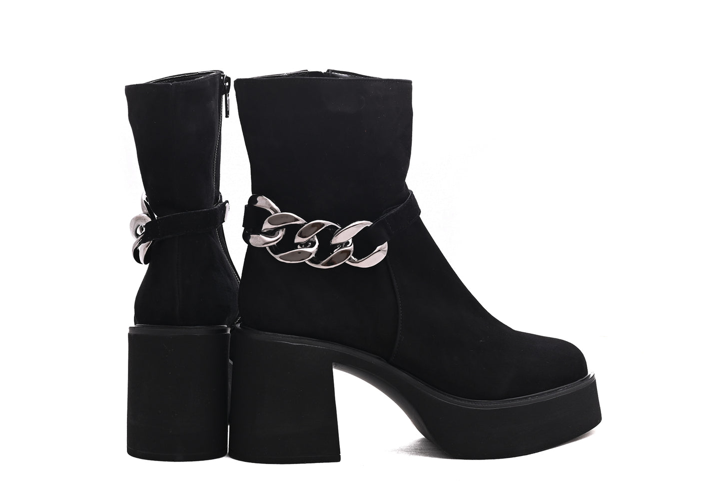 Women's casual boots made of genuine leather PERLA 1630 black velour