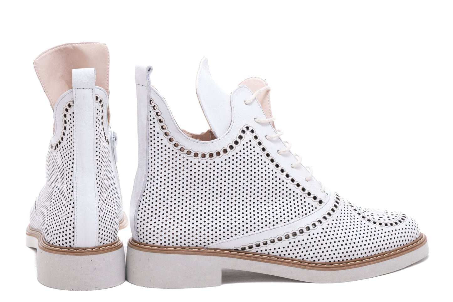Ghete dama casual piele naturala PERLA 1009 alb