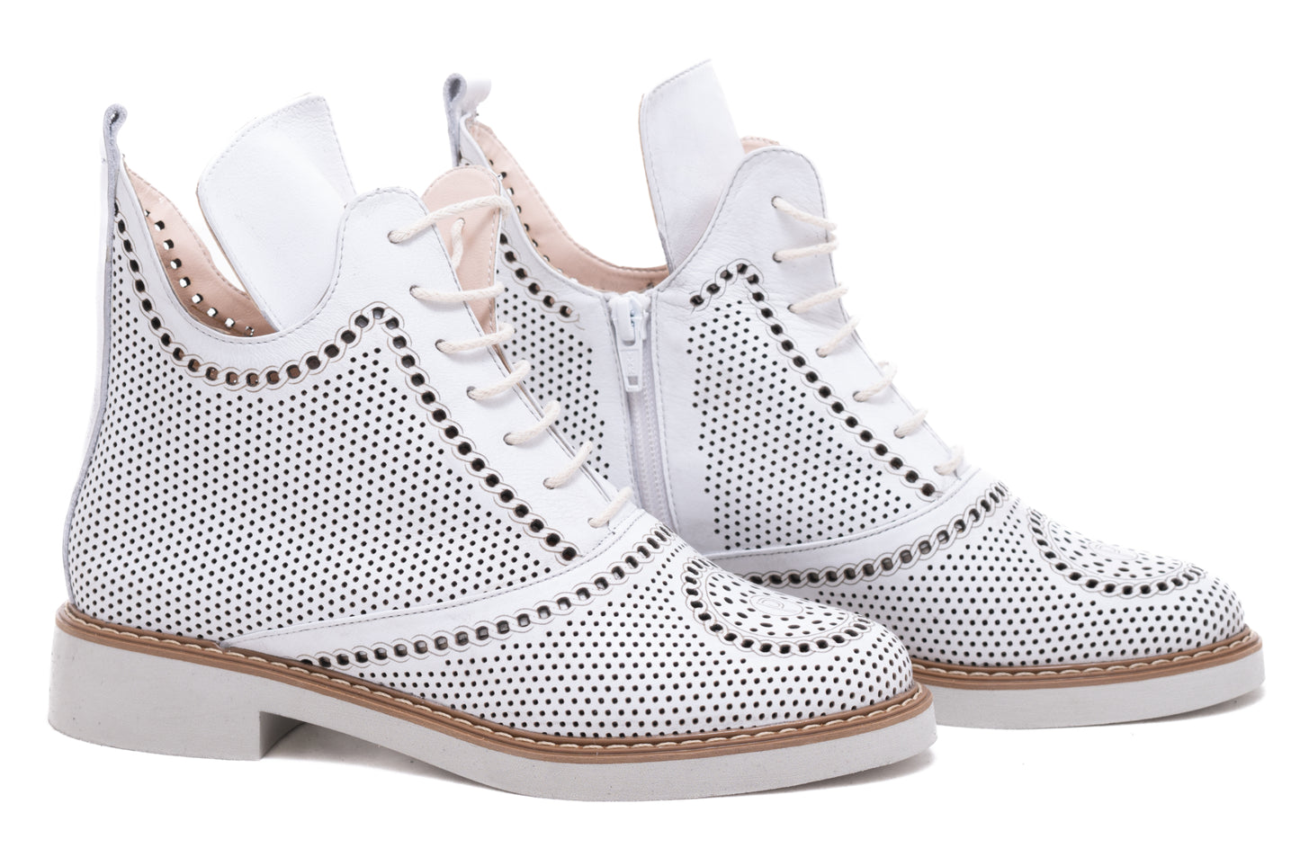 Ghete dama casual piele naturala PERLA 1009 alb