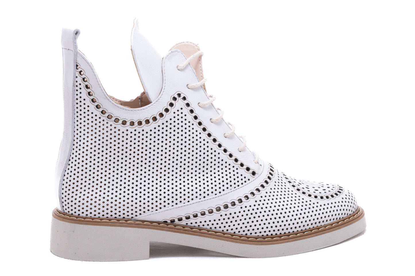 Ghete dama casual piele naturala PERLA 1009 alb