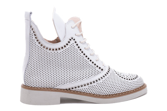 Ghete dama casual piele naturala PERLA 1009 alb