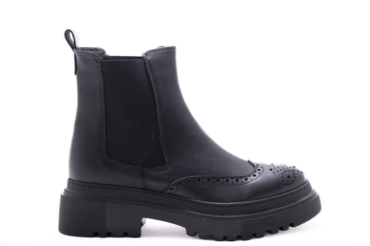 Ghete dama casual piele ecologica LONDON 2129-19 negru box