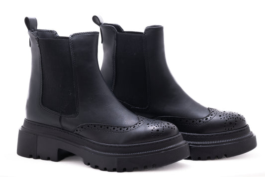 Ghete dama casual piele ecologica LONDON 2129-19 negru box