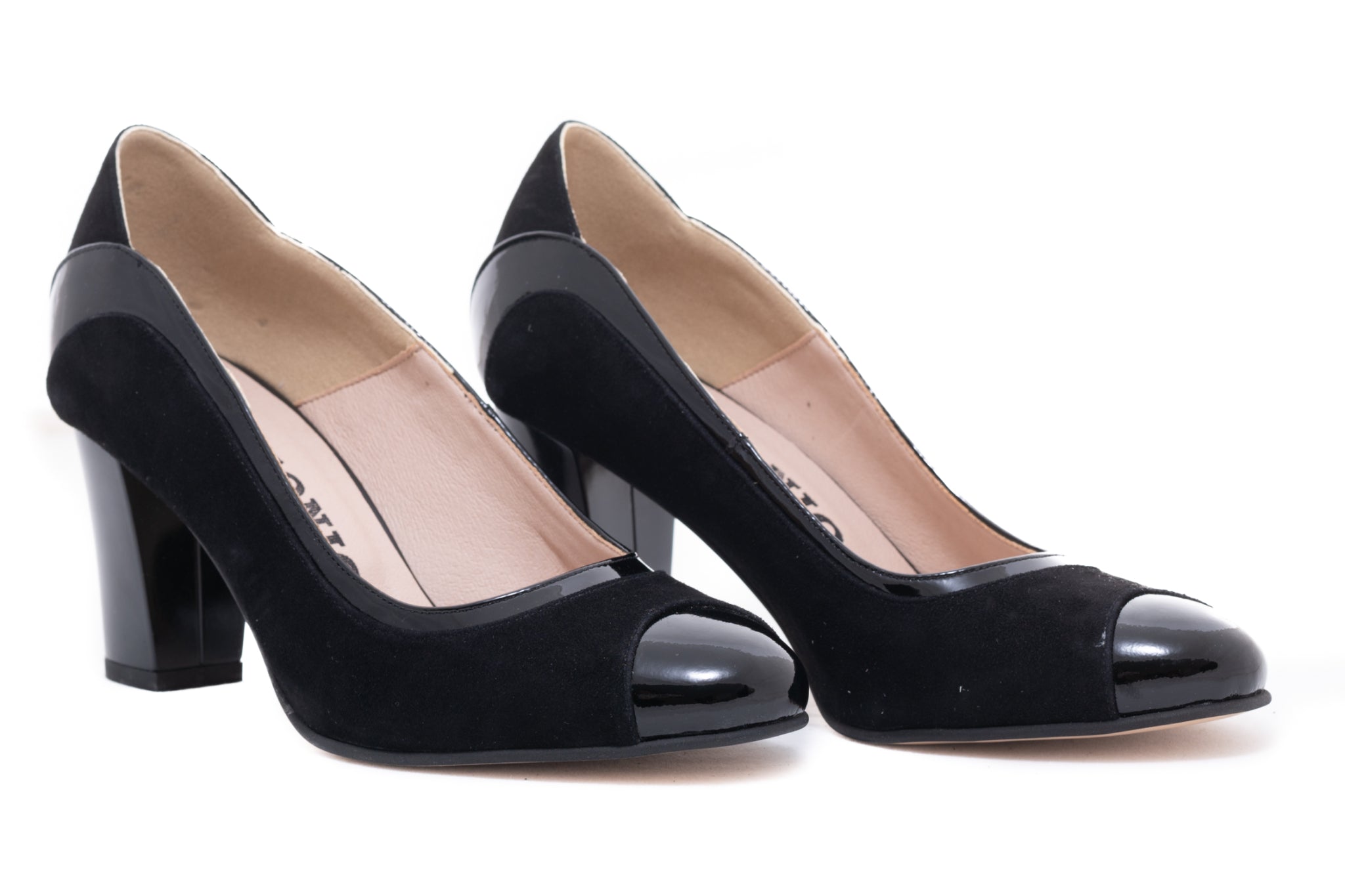 Pantofi dama eleganti piele naturala 736 negru velur lac