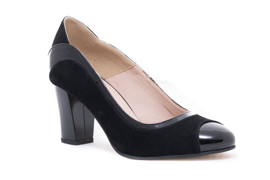 Pantofi dama eleganti piele naturala ANTONIO 736 negru velur lac