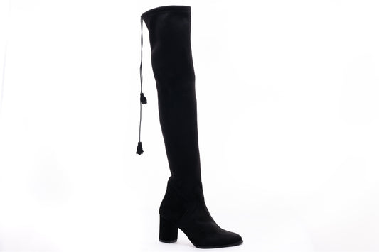 Cizme dama elegante piele naturala 1831 negru velur