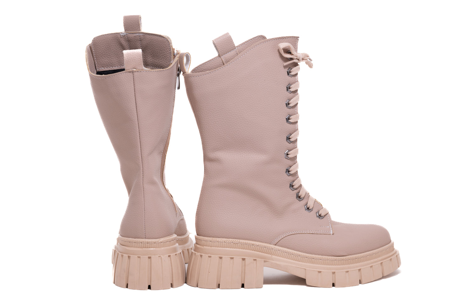 Women's casual boots made of eco-leather LONDON 402-15 beige