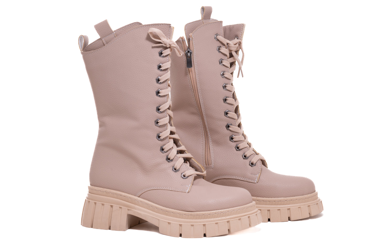 Women's casual boots made of eco-leather LONDON 402-15 beige