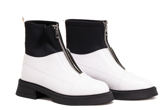 Ghete dama casual piele ecologica LONDON 602-23 alb